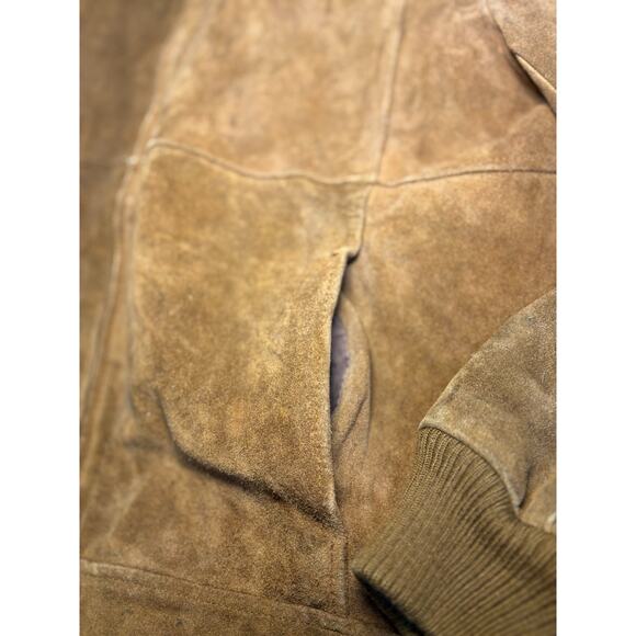Vintage Midwest Traders Genuine Leather Suede Bomber Jacket | Sherpa Collar - Picture 7 of 12
